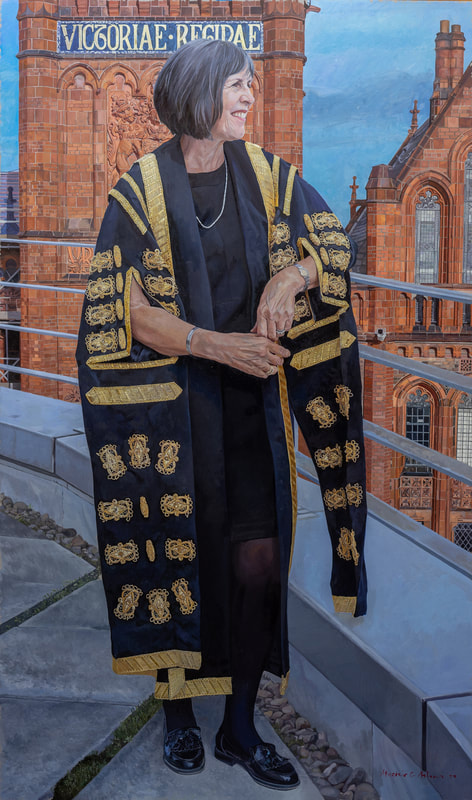 oil painted portrait, Vice-Chancellor, university painted by artist Alastair Adams, Janet Beer, women, female
