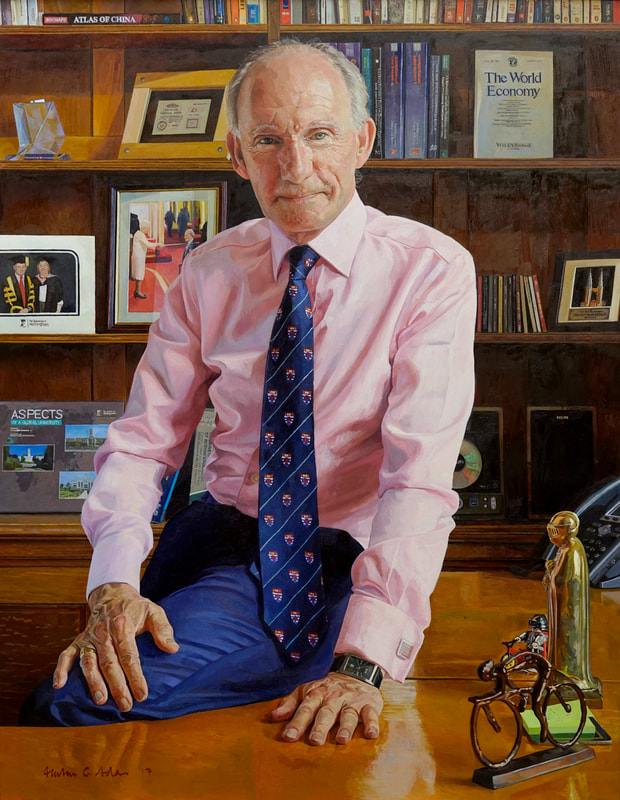 oil painted portrait, Vice-Chancellor, university painted by artist Alastair Adams, David Greenaway, men, male
