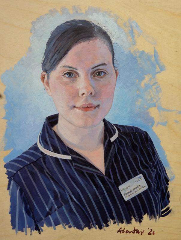 oil painted portrait, NHS heroes, covid pandemic, lockdown charitable portrait by artist Alastair Adams