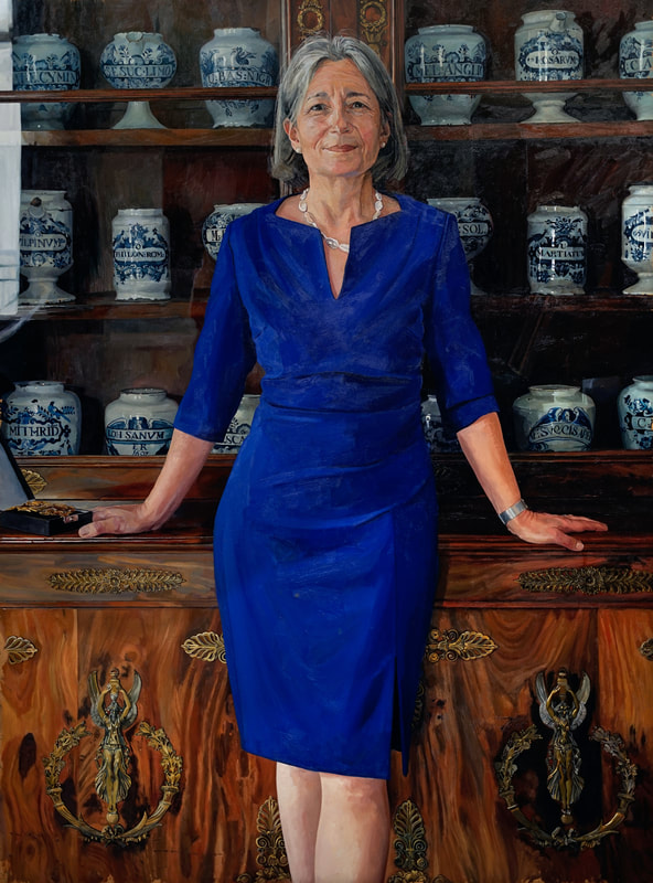oil painted portrait, Vice-Chancellor, university painted by artist Alastair Adams, Clare Marx, women, female