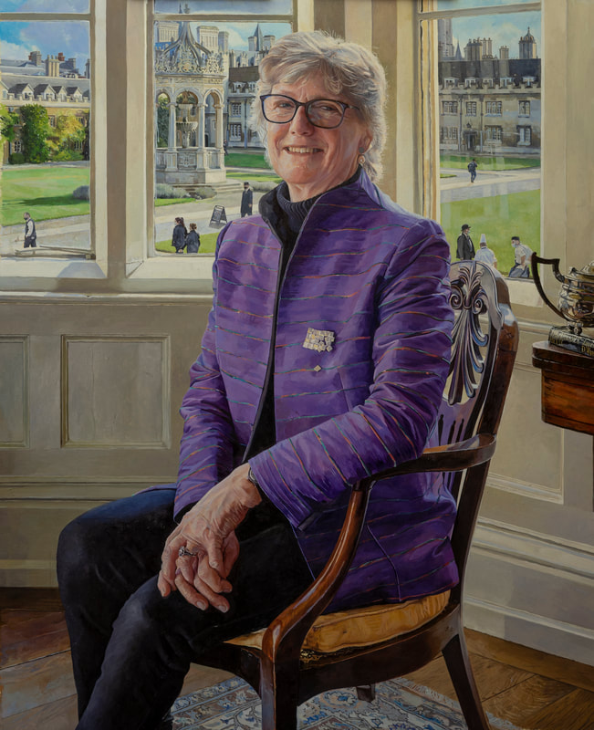 oil painted portrait, Vice-Chancellor, university painted by artist Alastair Adams, Sally Davies, women, female