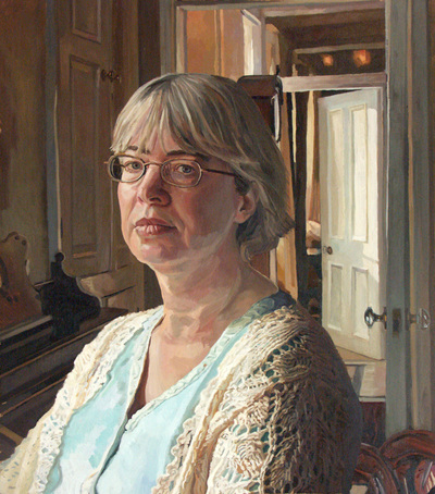 oil painted portrait painted by artist Alastair Adams family portrait, female, women