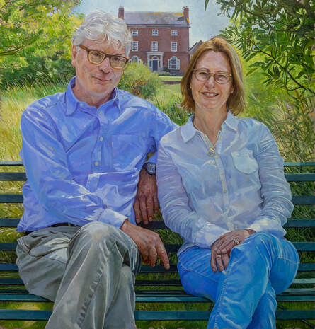 family group painted portrait in oils by artist Alastair Adams