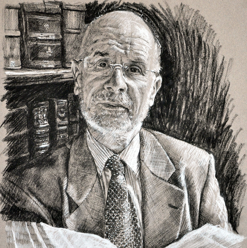 sketch portrait in charcoal and pastels by artist Alastair Adams, male, men